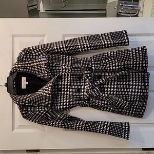 Sebby houndstooth fleece double breasted coat with belt size small